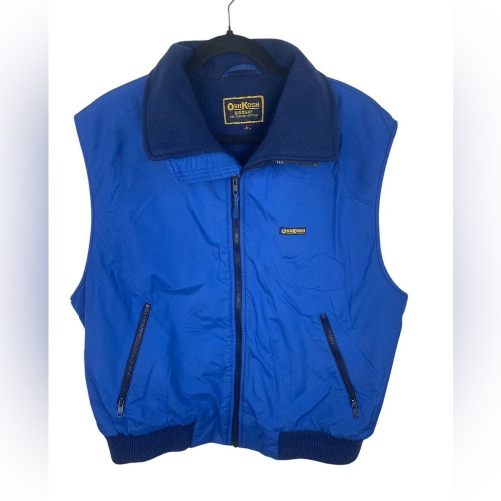 OshKosh Blue Lined Vintage Sleeveless Windbreaker Vest Mens Large GUC